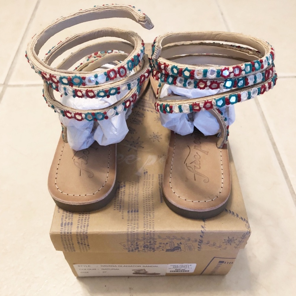 Free People Embellished Havana Sandal 37 - Picture 2 of 6